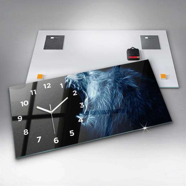 Horloge rectangulaire horizontale Le langage corporel du lion sauvage