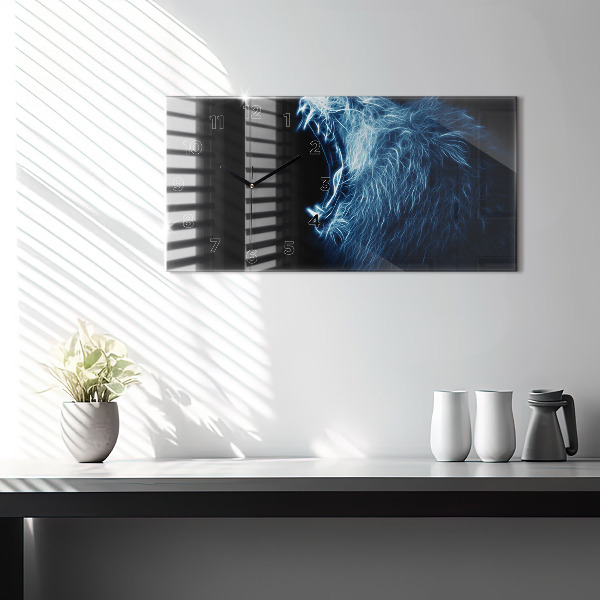 Horloge rectangulaire horizontale Le langage corporel du lion sauvage