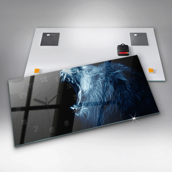 Horloge rectangulaire horizontale Le langage corporel du lion sauvage