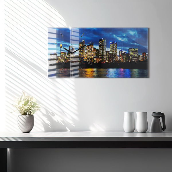 Horloge rectangulaire horizontale Sydney le soir
