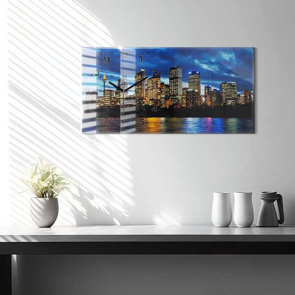 Horloge rectangulaire horizontale Sydney le soir