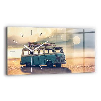 Horloge rectangulaire horizontale Camping-car sur la plage