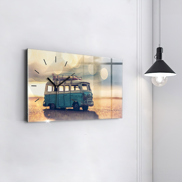 Horloge rectangulaire horizontale Camping-car sur la plage