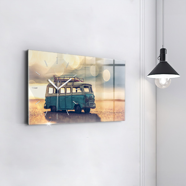 Horloge rectangulaire horizontale Camping-car sur la plage