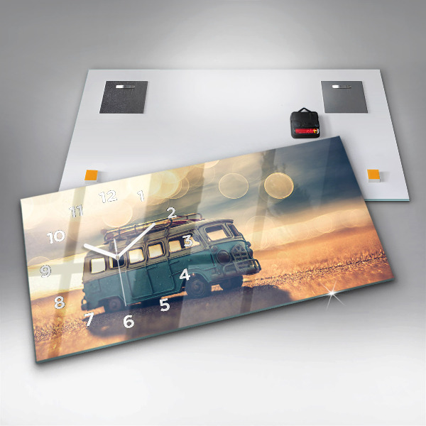 Horloge rectangulaire horizontale Camping-car sur la plage
