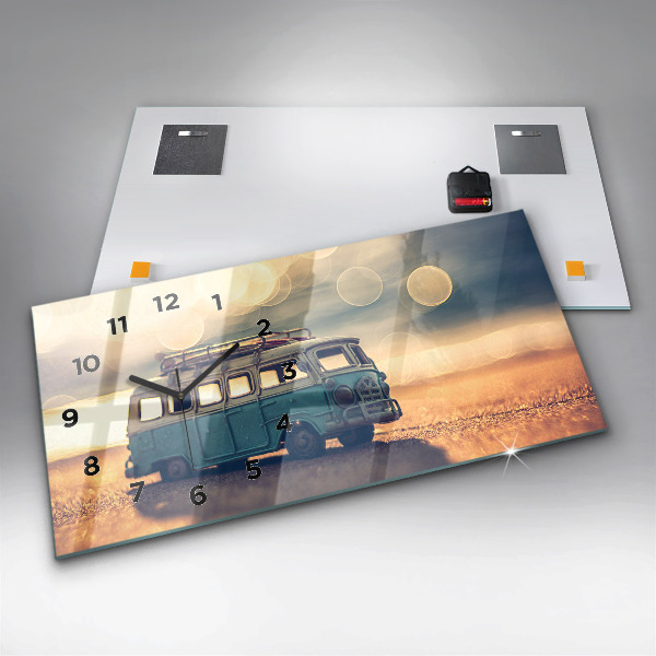 Horloge rectangulaire horizontale Camping-car sur la plage