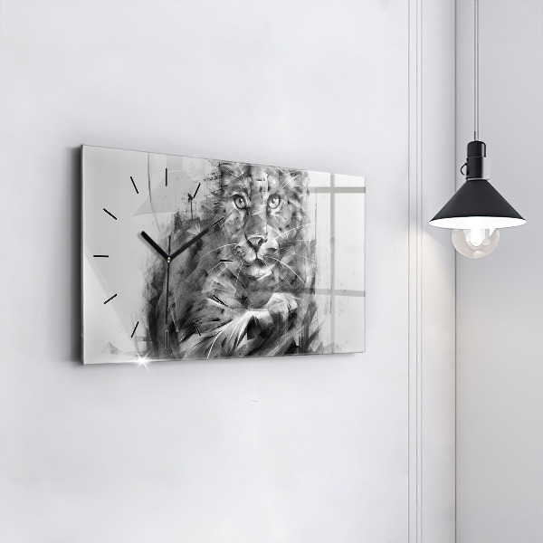 Horloge rectangulaire horizontale Lion peint