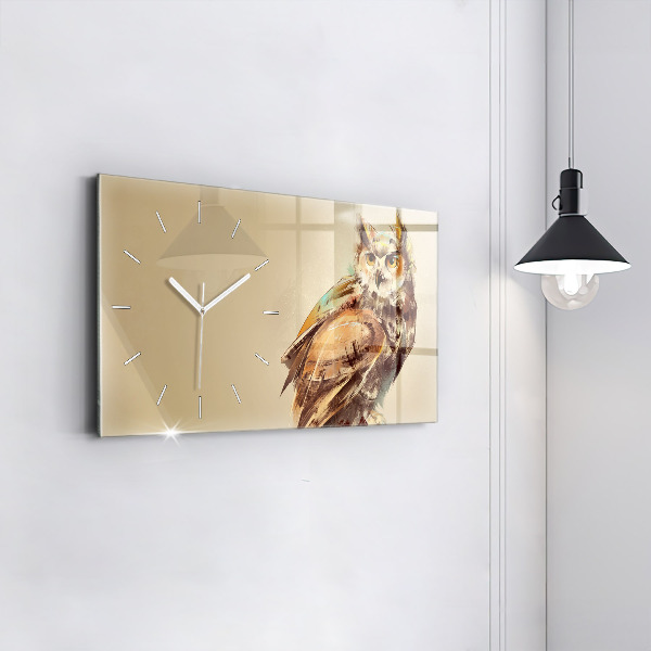 Horloge rectangulaire horizontale Hibou - un signe de sagesse