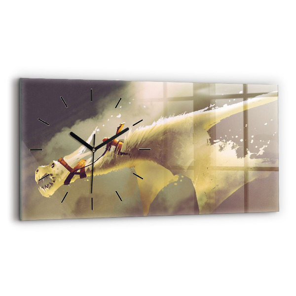 Horloge rectangulaire horizontale Illustration de cavalier de dragon