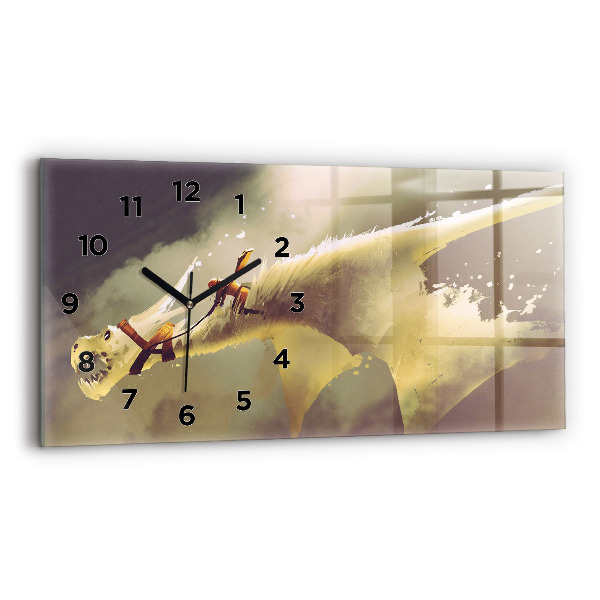 Horloge rectangulaire horizontale Illustration de cavalier de dragon
