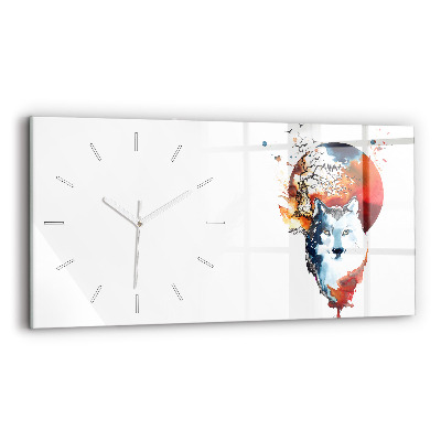Horloge rectangulaire horizontale Pleine Lune et Luna du Loup-Garou