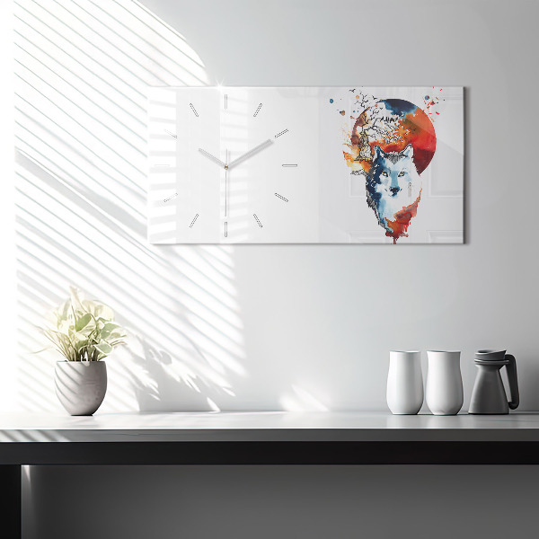 Horloge rectangulaire horizontale Pleine Lune et Luna du Loup-Garou