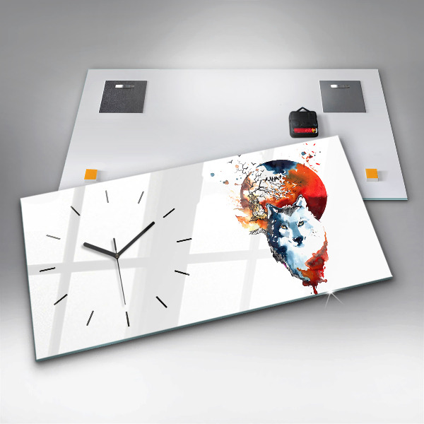 Horloge rectangulaire horizontale Pleine Lune et Luna du Loup-Garou