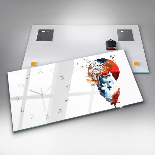 Horloge rectangulaire horizontale Pleine Lune et Luna du Loup-Garou