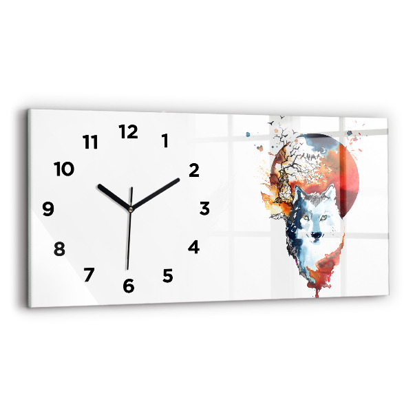Horloge rectangulaire horizontale Pleine Lune et Luna du Loup-Garou