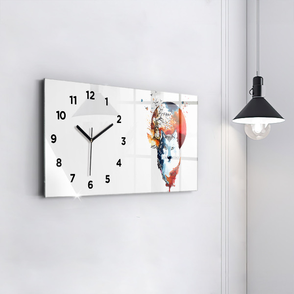 Horloge rectangulaire horizontale Pleine Lune et Luna du Loup-Garou