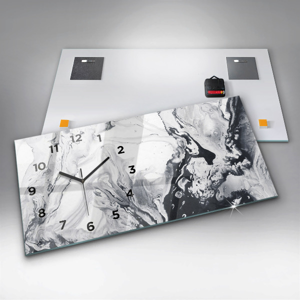 Horloge rectangulaire horizontale 'Marbre à l''encre abstrait'