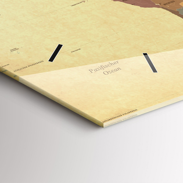 Horloge rectangulaire horizontale Carte du monde vintage