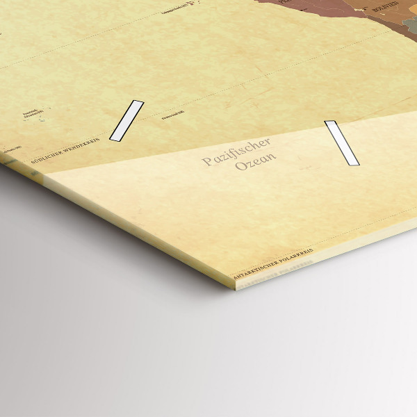 Horloge rectangulaire horizontale Carte du monde vintage