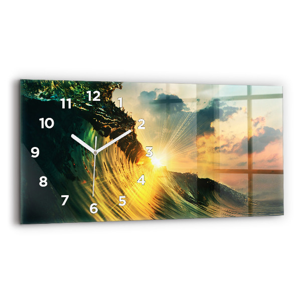 Horloge rectangulaire horizontale Perspective du coucher de soleil sur les vagues