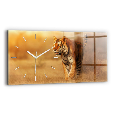 Horloge rectangulaire horizontale Chasse au tigre