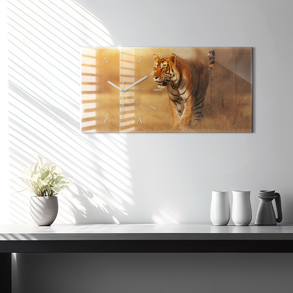 Horloge rectangulaire horizontale Chasse au tigre