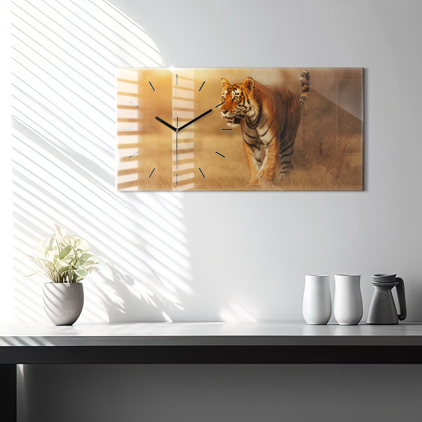 Horloge rectangulaire horizontale Chasse au tigre