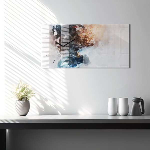 Horloge rectangulaire horizontale 'Le passé à l''arrière de la tête'