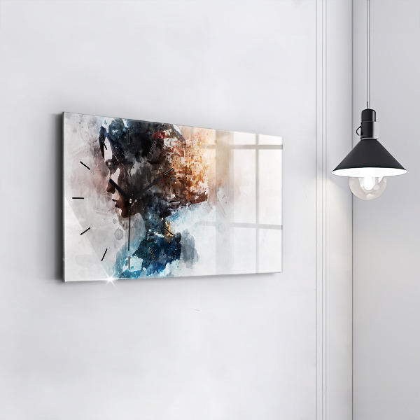 Horloge rectangulaire horizontale 'Le passé à l''arrière de la tête'