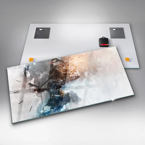 Horloge rectangulaire horizontale 'Le passé à l''arrière de la tête'