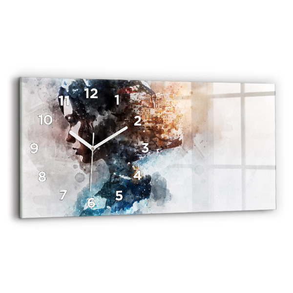 Horloge rectangulaire horizontale 'Le passé à l''arrière de la tête'