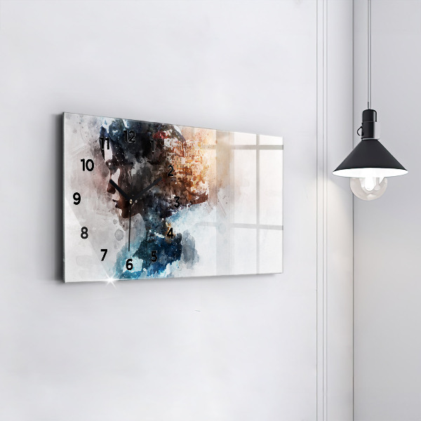 Horloge rectangulaire horizontale 'Le passé à l''arrière de la tête'