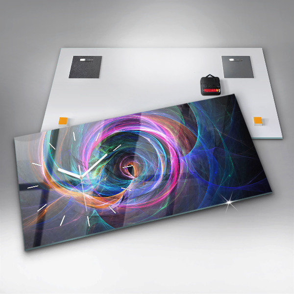 Horloge rectangulaire horizontale Fractale colorée