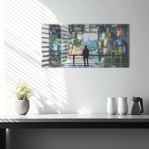 Horloge rectangulaire horizontale Cyberpunk