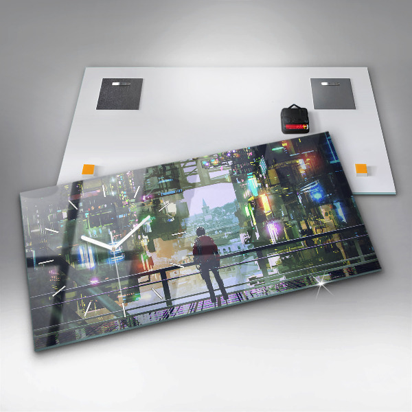 Horloge rectangulaire horizontale Cyberpunk