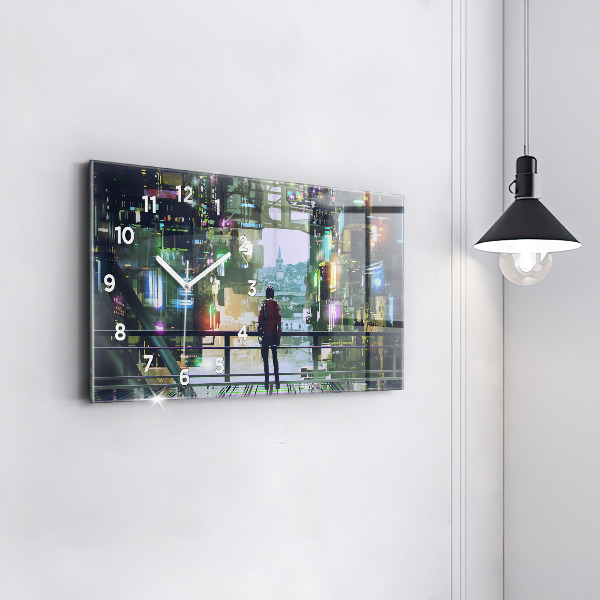 Horloge rectangulaire horizontale Cyberpunk