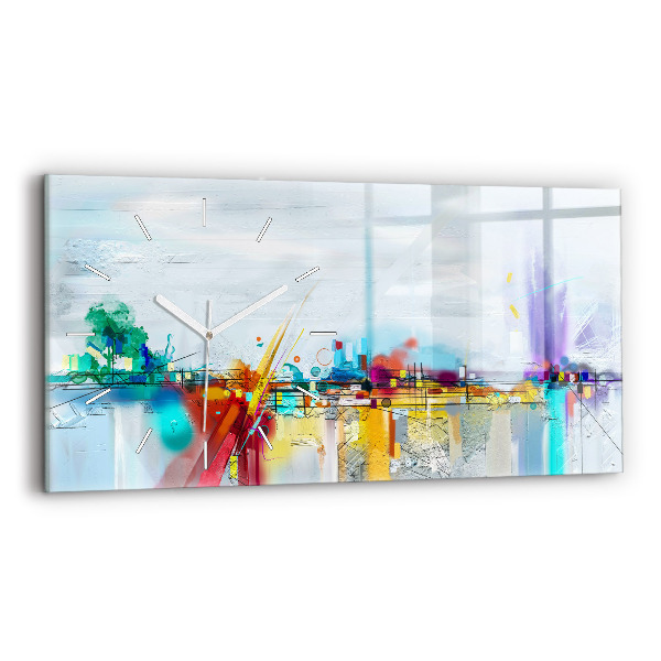 Horloge rectangulaire horizontale 'Paysage abstrait à l''huile'