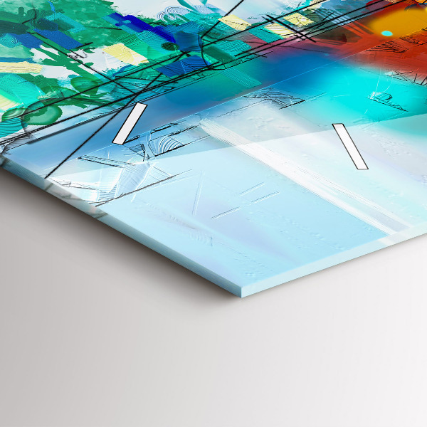 Horloge rectangulaire horizontale 'Paysage abstrait à l''huile'