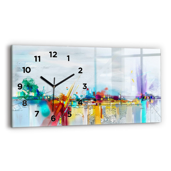 Horloge rectangulaire horizontale 'Paysage abstrait à l''huile'