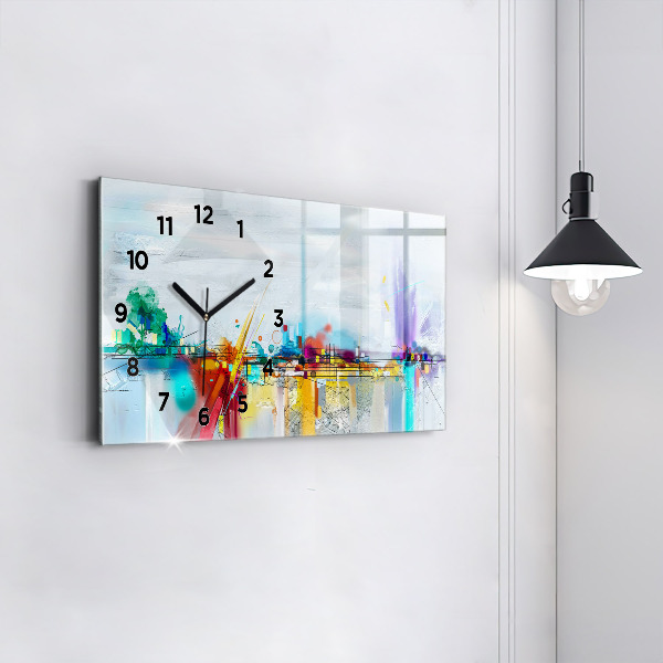 Horloge rectangulaire horizontale 'Paysage abstrait à l''huile'