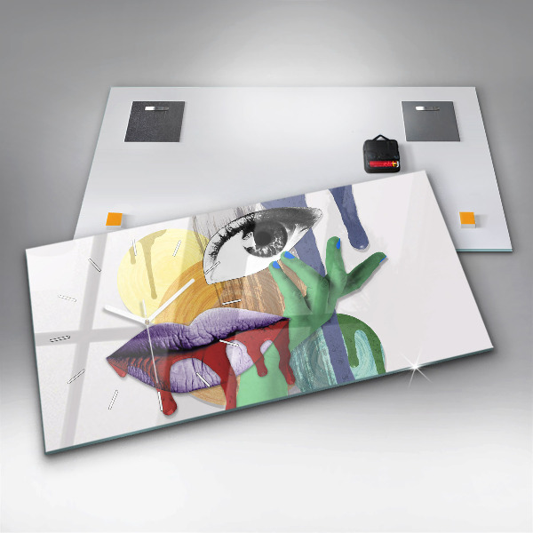 Horloge rectangulaire horizontale Collage surréaliste
