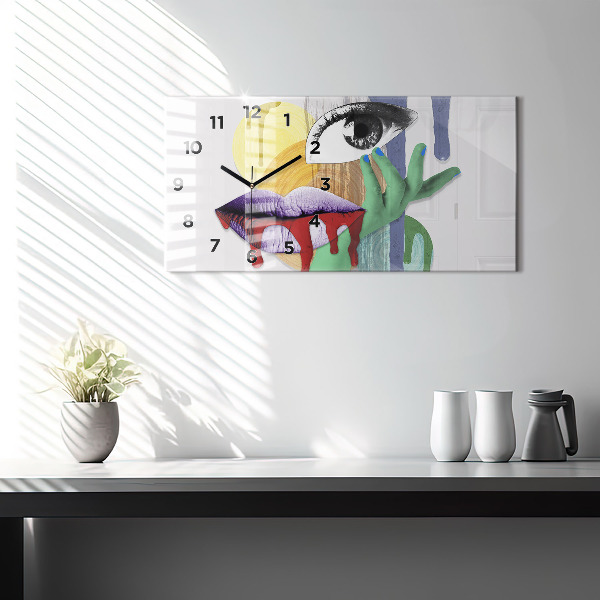 Horloge rectangulaire horizontale Collage surréaliste