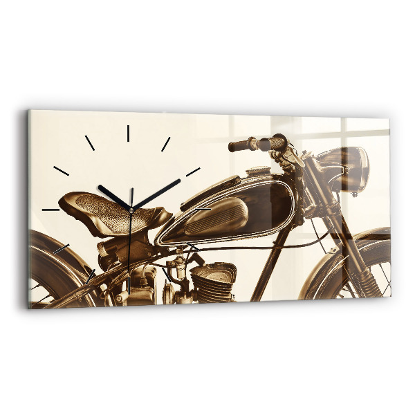 Horloge rectangulaire horizontale Moto vintage sépia