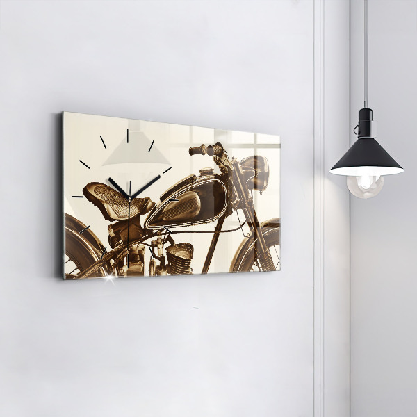 Horloge rectangulaire horizontale Moto vintage sépia