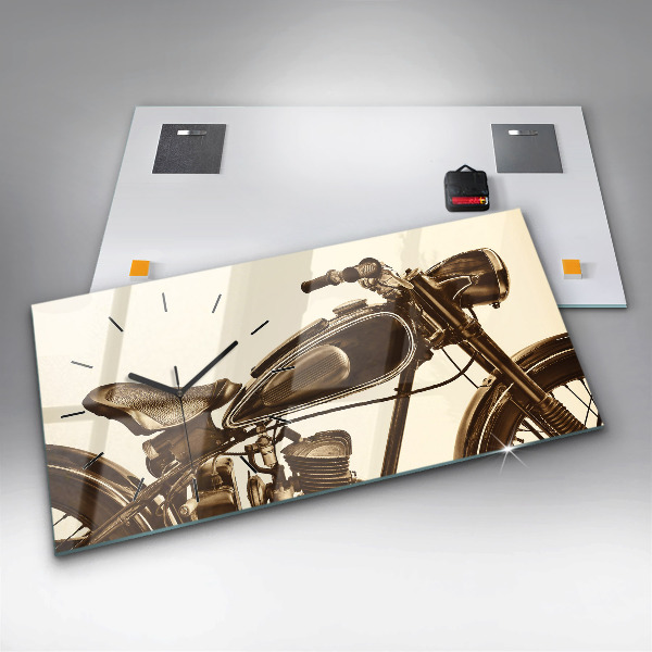 Horloge rectangulaire horizontale Moto vintage sépia