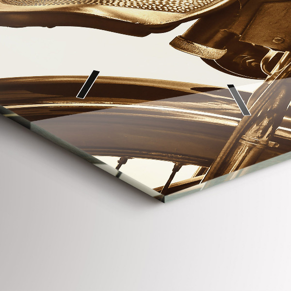 Horloge rectangulaire horizontale Moto vintage sépia