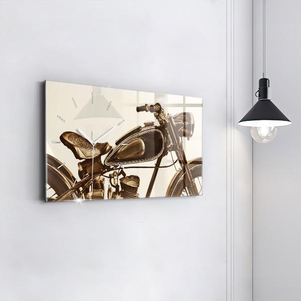 Horloge rectangulaire horizontale Moto vintage sépia
