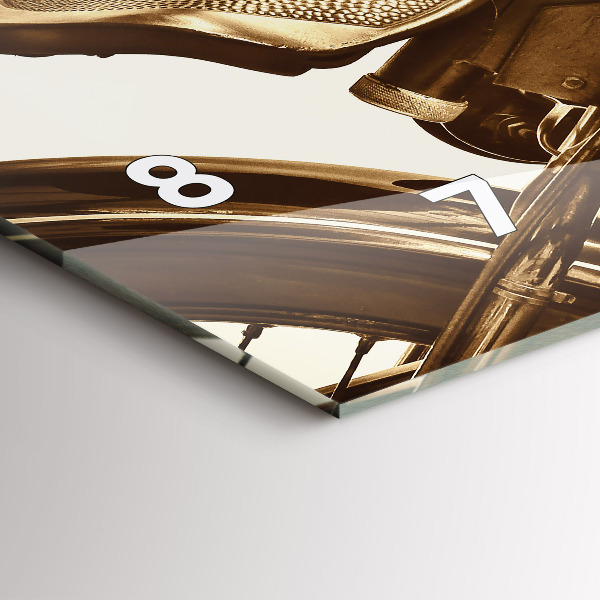 Horloge rectangulaire horizontale Moto vintage sépia