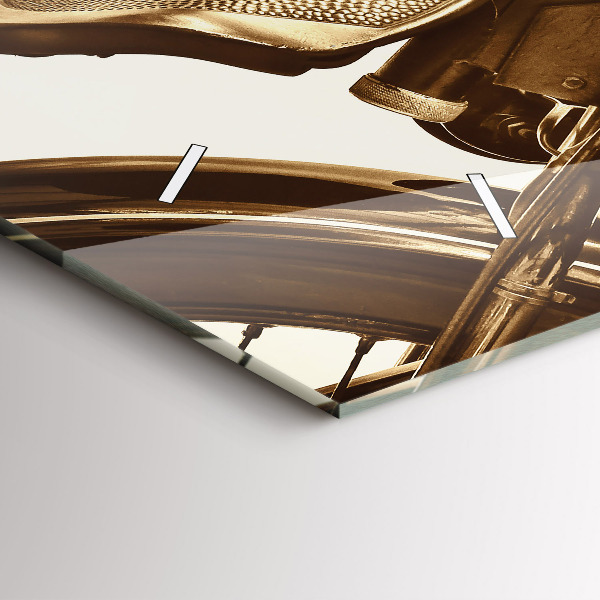 Horloge rectangulaire horizontale Moto vintage sépia