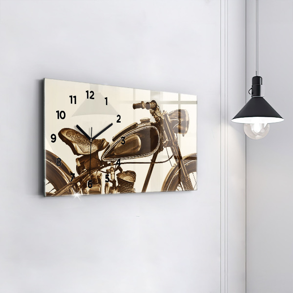 Horloge rectangulaire horizontale Moto vintage sépia